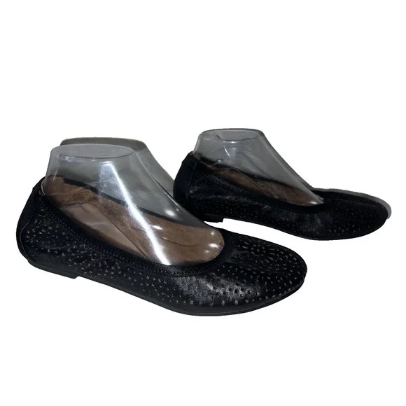 Vionic Shoes Women's Size 8.5M Black Leather Robyn Perforated Ballet Flats - Picture 7 of 9